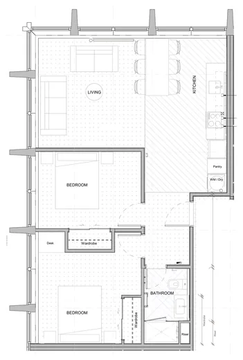 Floor plan, two bedroom plan type 1