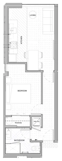 Floor plan, one bedroom plan type 10