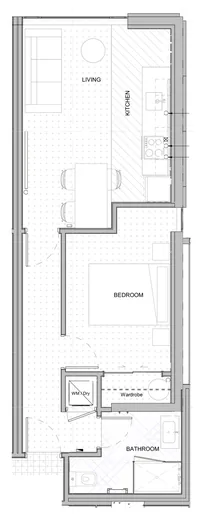 Floor plan, one bedroom plan type 11