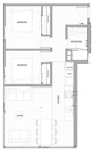 Floor plan, two bedroom plan type 15