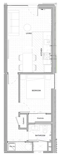 Floor plan, one bedroom plan type 17