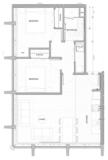 Floor plan, two bedroom plan type 7B