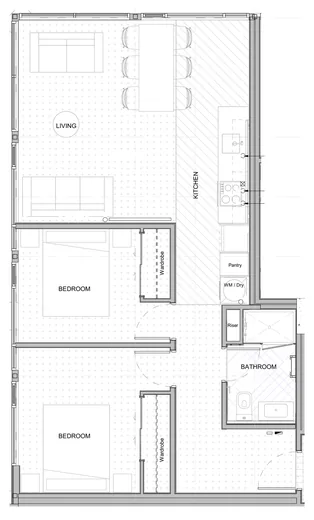 Floor plan, two bedroom plan type 8